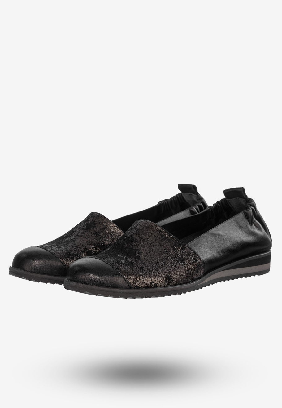 Baleriny Damskie Buty Ze Skóry Naturalnej Czarne Korda 1539