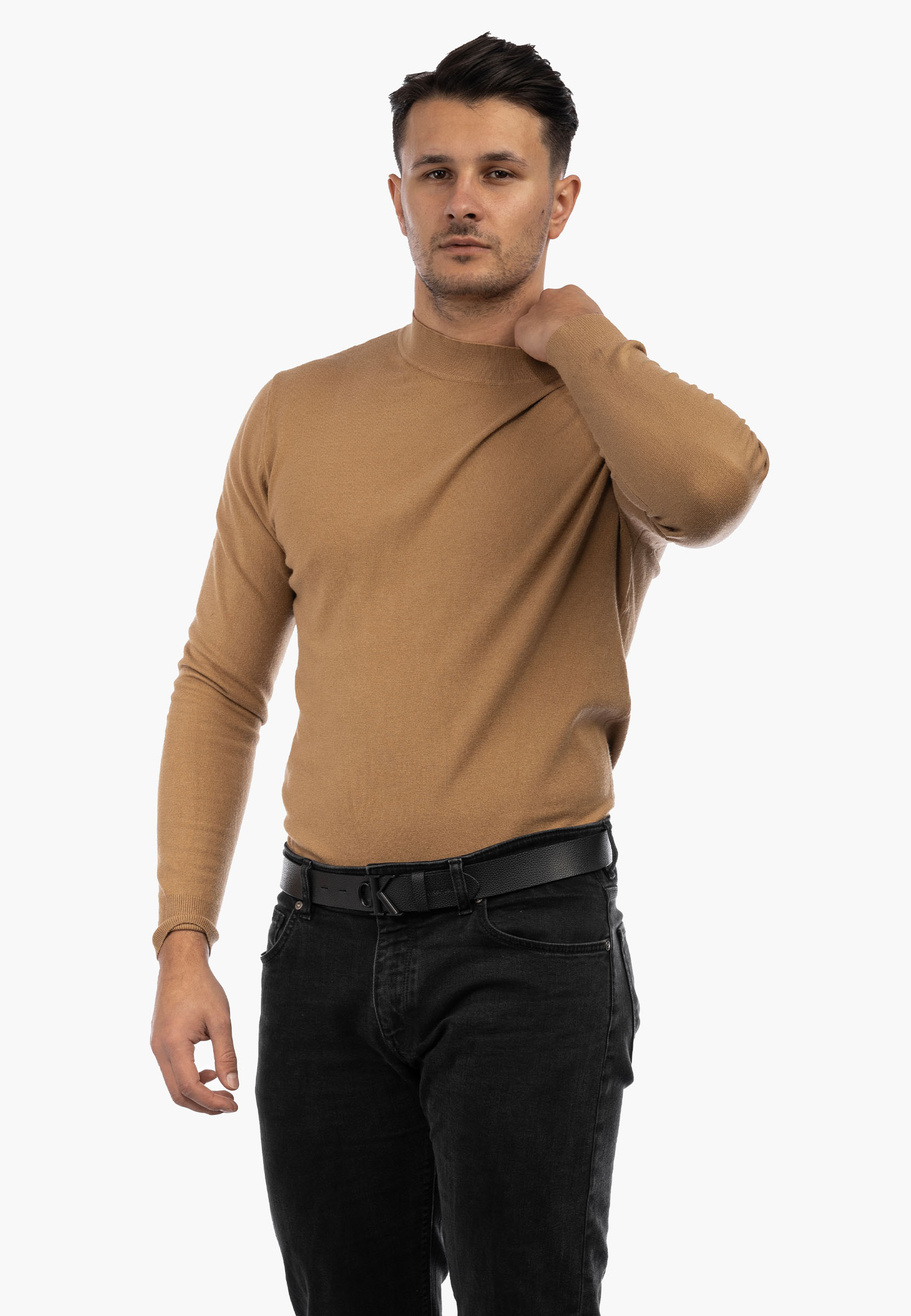 Półgolf Męski Elegancki Golf Klasyczny Camel PG-C-1-2024