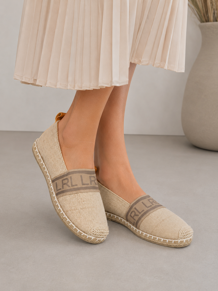 Espadryle Damskie Materiałowe Buty Wsuwane Lekkie Casual Beżowe