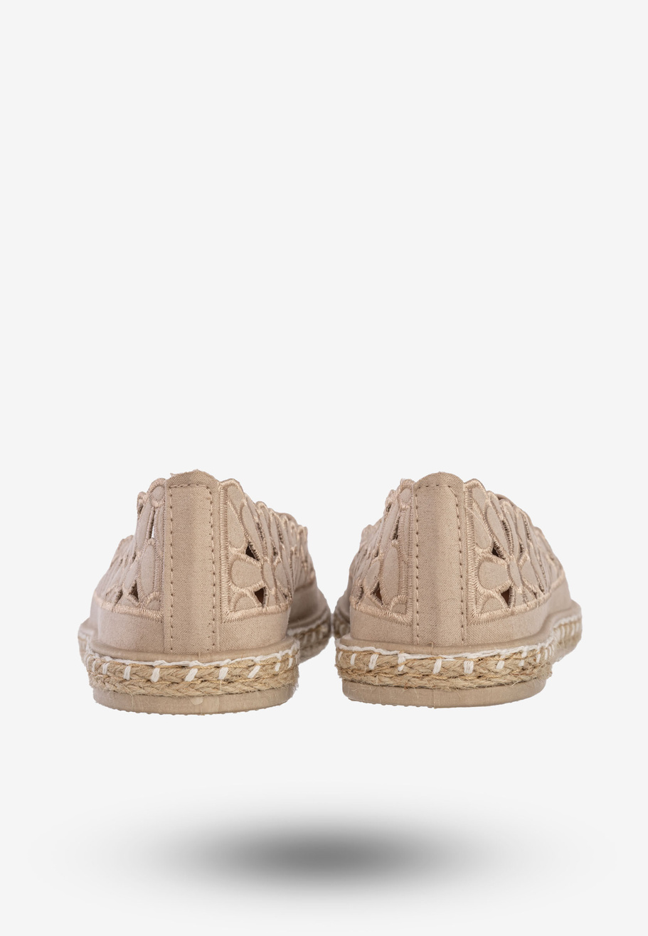 Espadryle Damskie Ażurowe Buty Casual W Kwiaty Półbuty Beżowe DD3001D-51