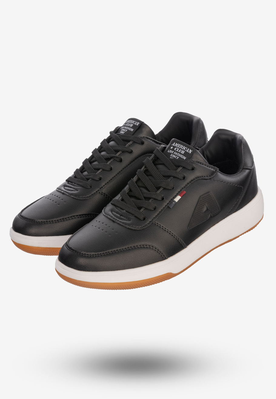 Sneakersy Buty Sportowe Ekoskóra Męskie American Club Czarne TU08/23