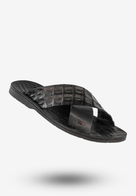 Klapki Męskie Skórzane Buty Eleganckie Wygodne Czarne Tibet