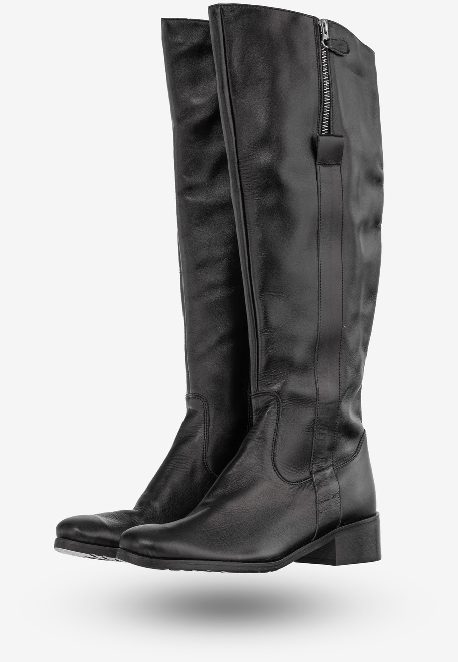 Kozaki Damskie Skórzane Buty Ocieplane Na Zimę Szewczyk Czarne 316