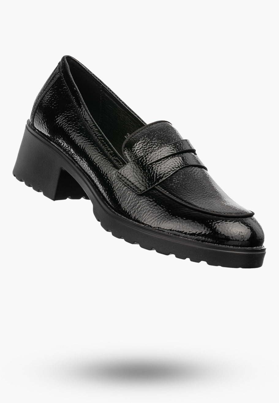 Mokasyny Damskie Ekoskóra Buty Na Obcasie Niskie Eleganckie Czarne POTOCKI