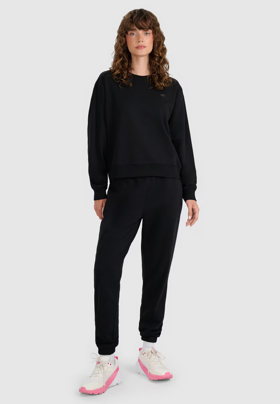 Bluza Damska 4F Dresowa Sportowa Nierozpinana Bez Kaptura Czarna 4FWMM00TSWSF1765