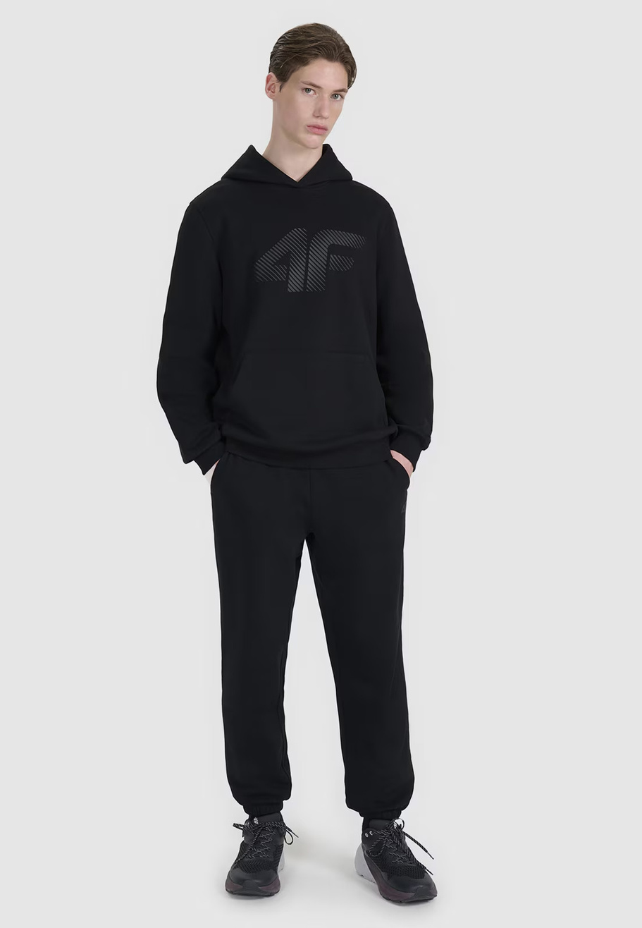 Bluza Dresowa Męska 4F Z Kapturem Logo Czarna 4FWMM00TSWSM1766