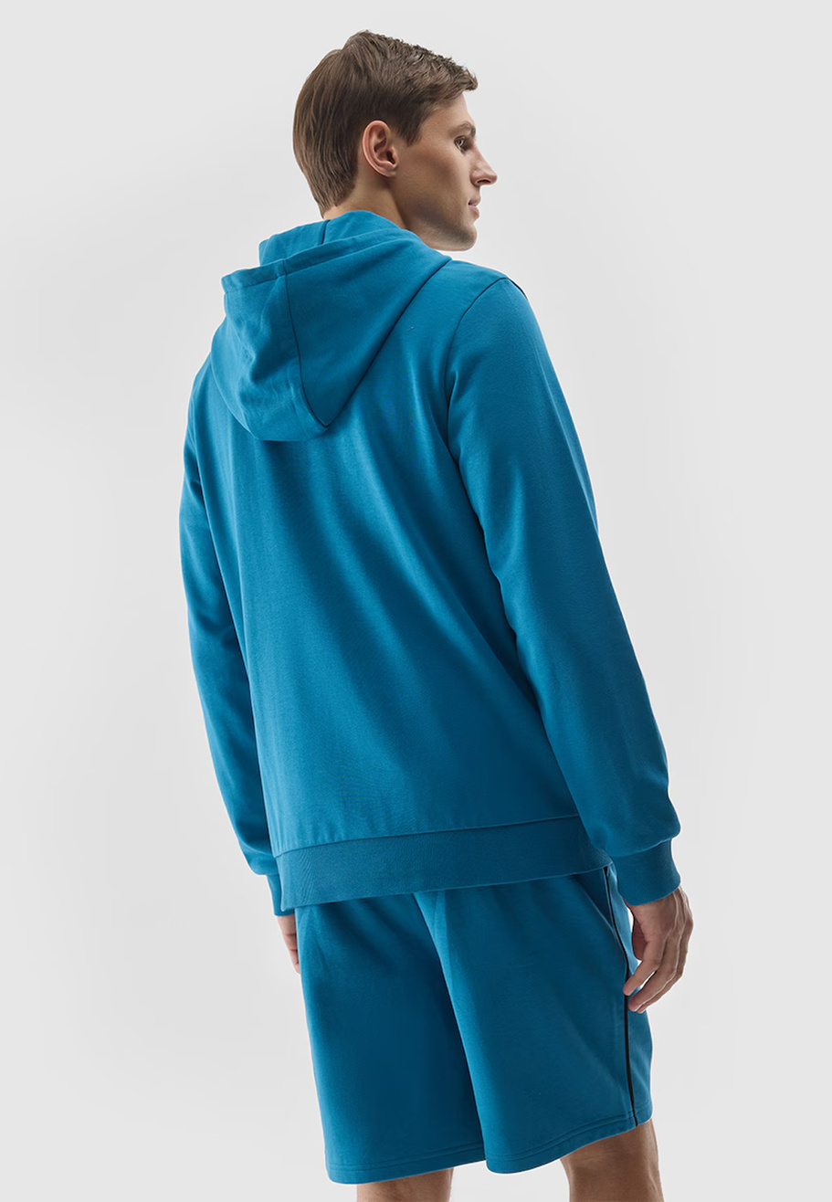 Bluza Męska 4F Z Kapturem Nieocieplana Sportowa Regular Niebieska 4FWSS24TSWSM0948