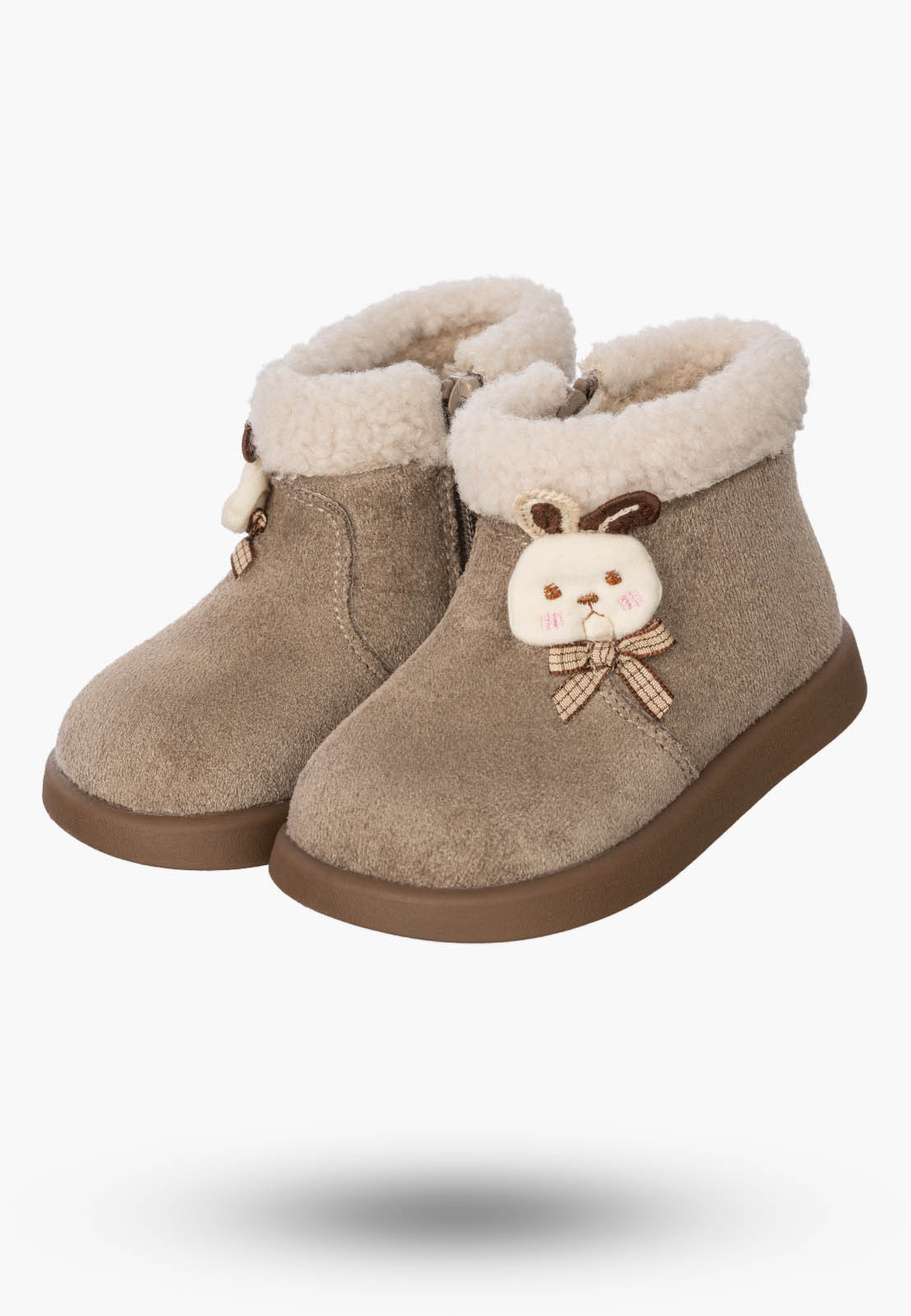 Botki Dziewczęce Buty Casual Na Zamek Ocieplane APAWWA Beżowe
