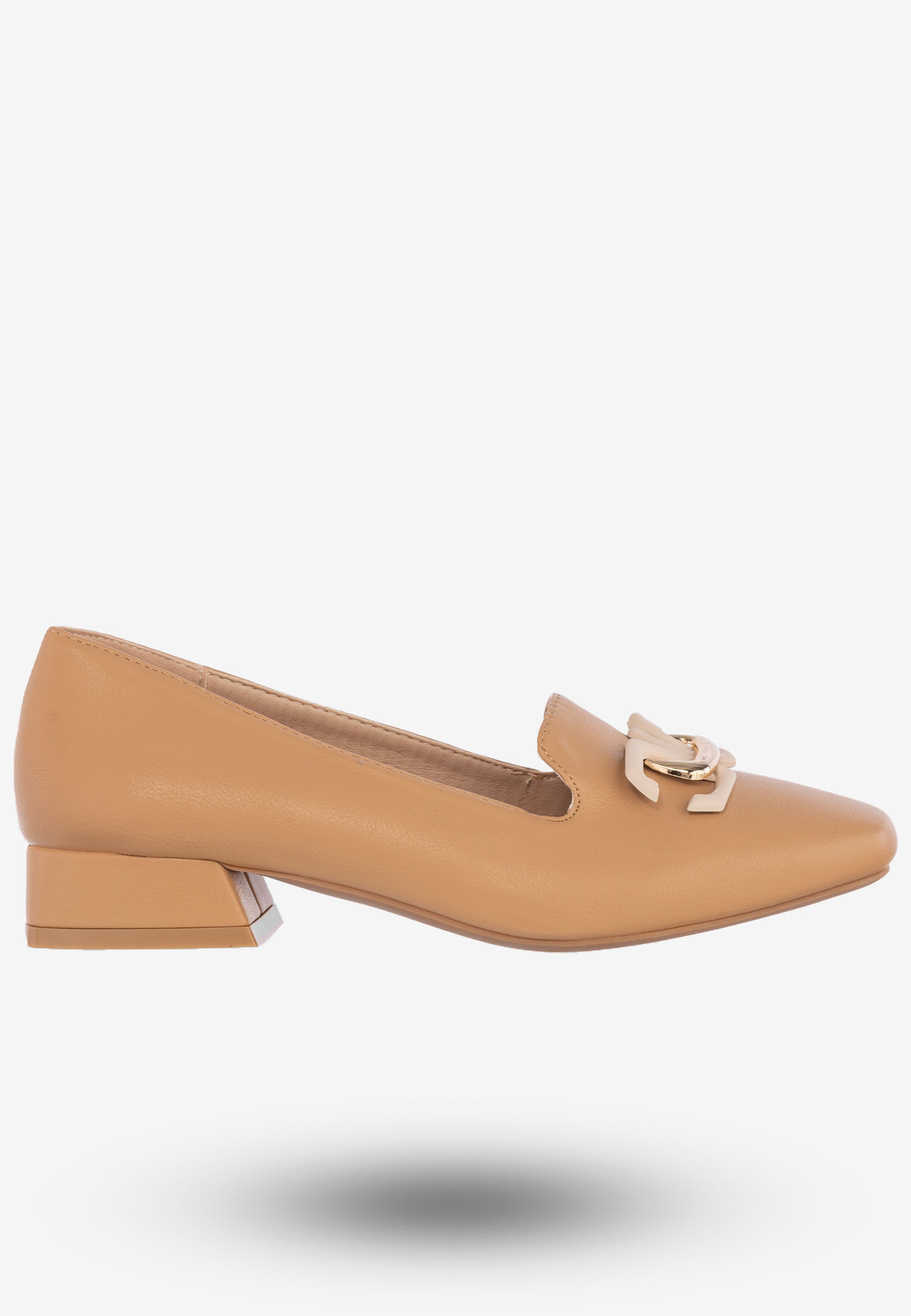 Półbuty Damskie Ekoskóra Buty Na Niskim Obcasie M.Daszyński Camel MR23110-2