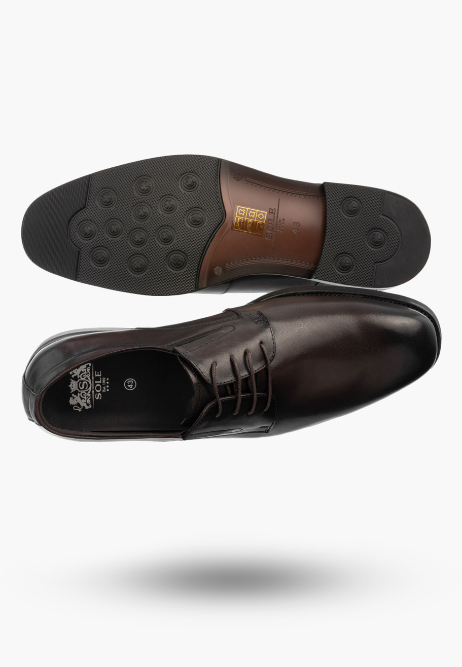 Półbuty Wizytowe Skórzane Męskie Buty Eleganckie PREMIUM SOLE Kawowe
