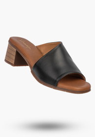 Klapki Damskie Skórzane Buty Eleganckie Na Słupku Czarne Maciejka E7395-01/00-1