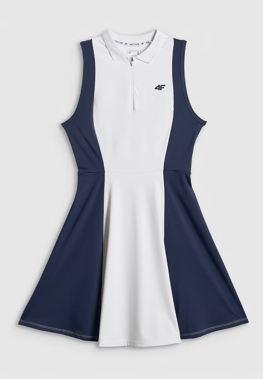 Sukienka Sportowa Damska 4F Tenisowa Slim Na Ramiączkach Biała 4FWSS26TDREF183