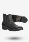 Buty Damskie Botki Ze Skóry Naturalnej Na Płaskim Obcasie Na Zimę Czarne 0139