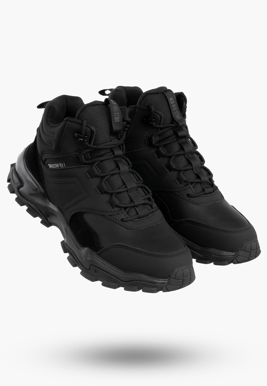 Buty Męskie BIG STAR Skórzane Trekkingowe Trzewiki Czarne SS174096