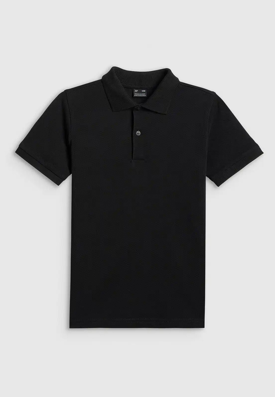 Koszulka Chłopięca 4F T-shirt Polo Z Kołnierzem Czarny 4FJWSS26TPTSM662