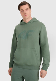 Bluza Męska 4F Z Kapturem Dresowa Z Logo Zielone 4FWAW25TSWSM1980