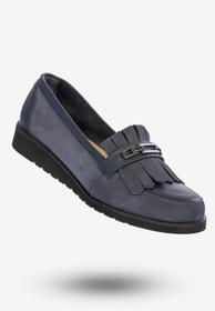Mokasyny Damskie Buty Ze Skóry Naturalnej Granatowe Korda 1902