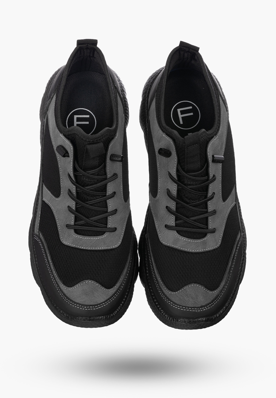 Męskie półbuty Filippo sportowe sneakersy sznurowane czarno-szare na co dzień