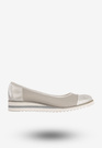 Baleriny Damskie Skórzane Buty Eleganckie Srebrne Zaranto D-307