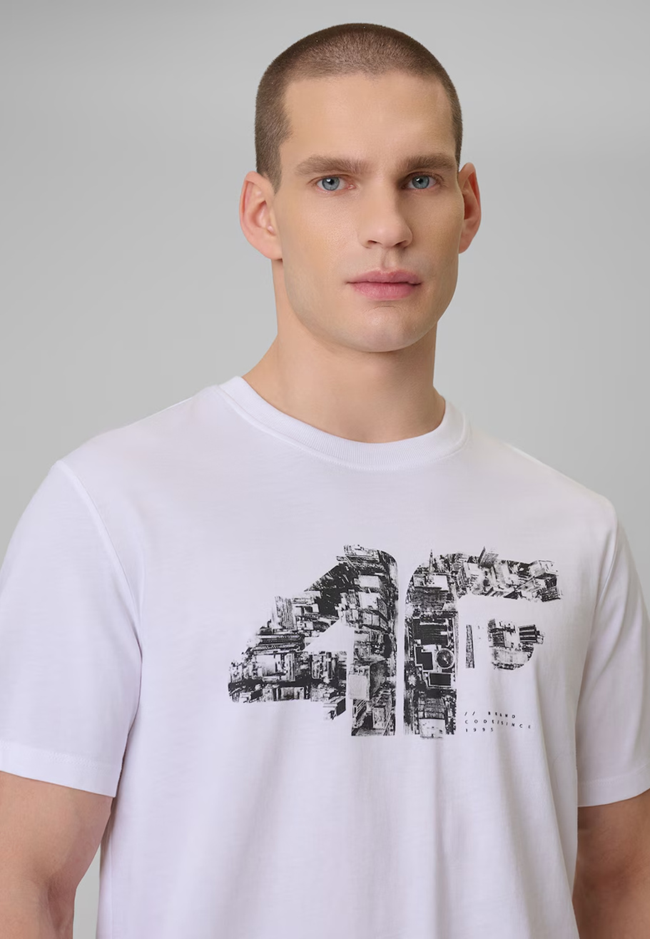 Koszulka Męska 4F T-Shirt Bawełniany Regular Sportowy Biały 4FWSS26TTSHM2659