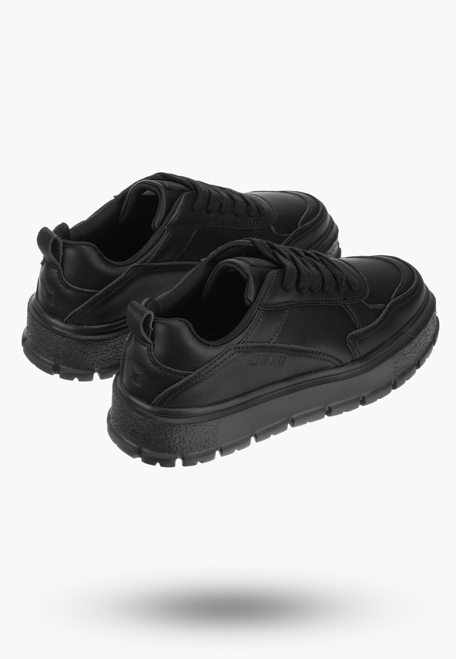 Buty Damskie BIG TAR Czarne Sneakersy Lekkie Eko Skóra NN274376