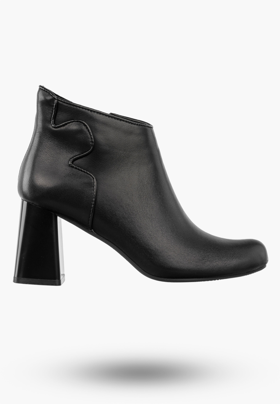 Botki Damskie Skórzane Buty Na Słupku Eleganckie Ocieplane Czarne Jezzi