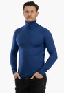 Sweter Męski Golf Elegancki Wiskoza Dopasowany Ciemny Niebieski