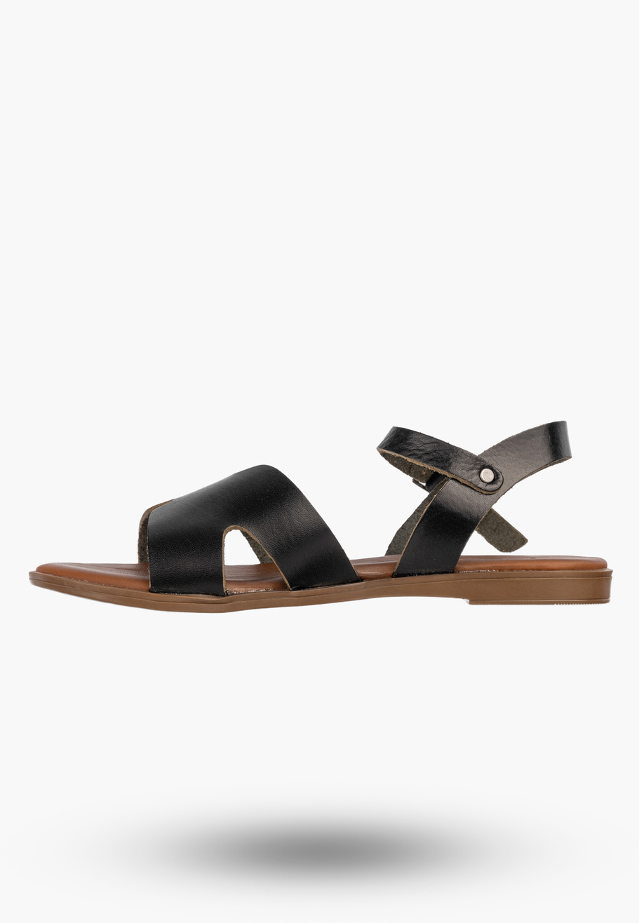 Sandały Damskie Skórzane Buty Eleganckie Letnie Casual Czarne