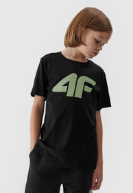 Koszulka Chłopięca 4F T-shirt Z Nadrukiem Czarna 4FJAW23TTSHM0794