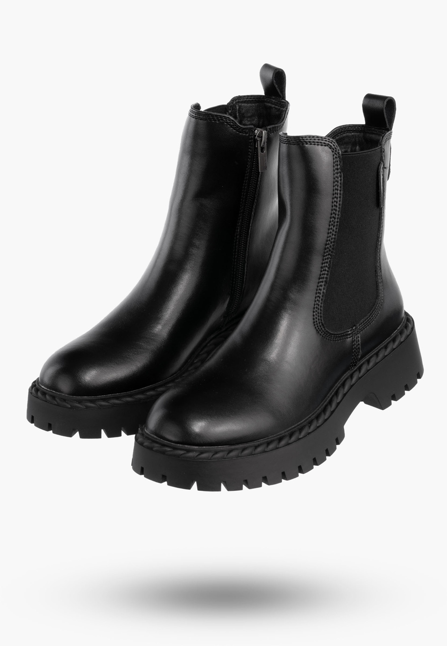 Buty Damskie BIG STAR Botki Skórzane Ocieplane Na Zamek Czarne OO274109