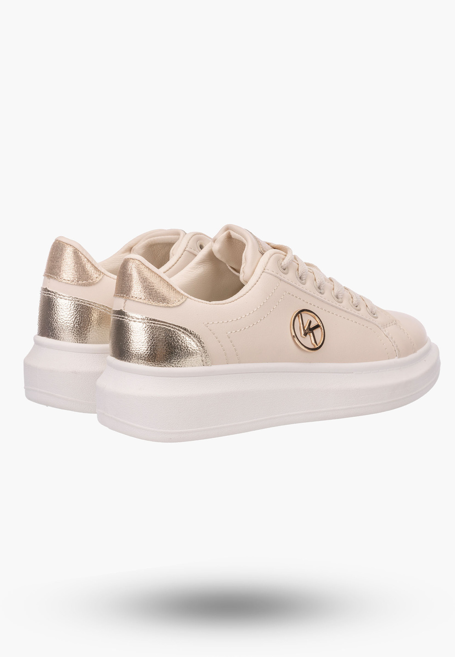Półbuty Damskie Beżowe Sneakersy Lekkie na wysokiej podeszwie