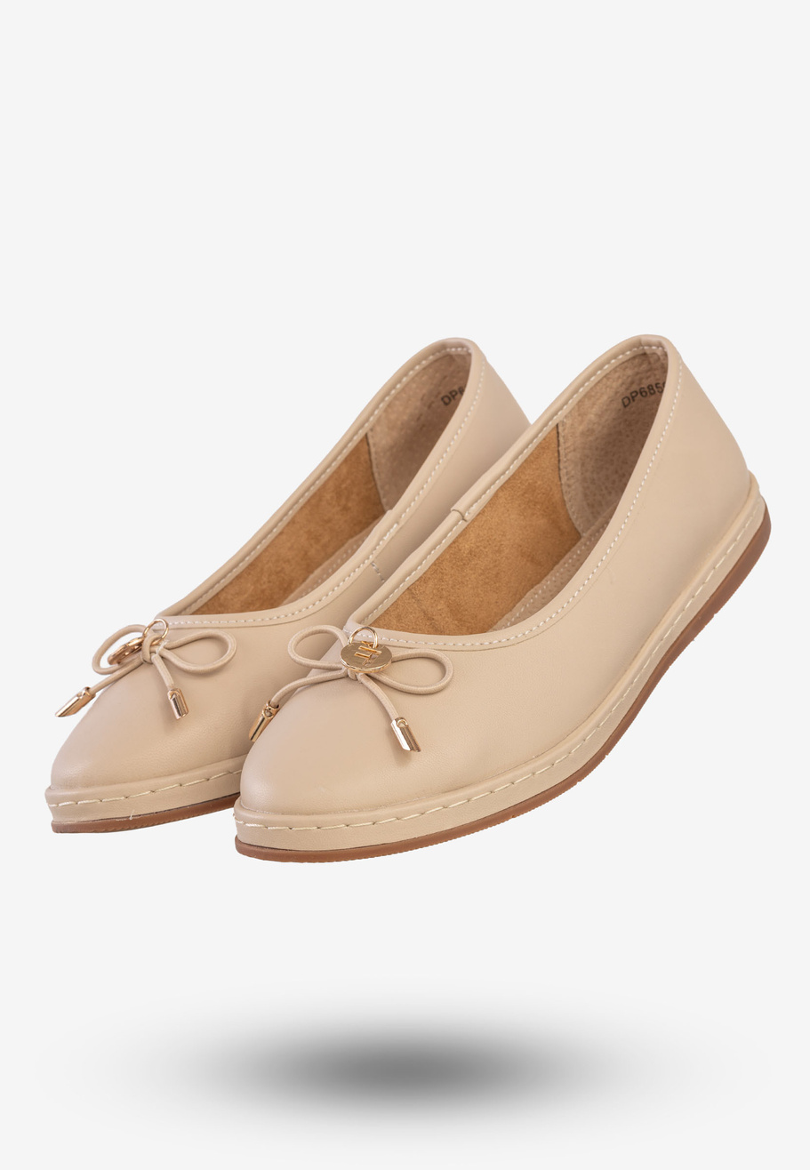 Baleriny Damskie Skórzane Buty Eleganckie Filippo Beżowe DP6856/25BE
