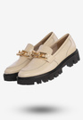 Półbuty Damskie Buty Skórzane Eleganckie Beżowe Modne 3982/001-P