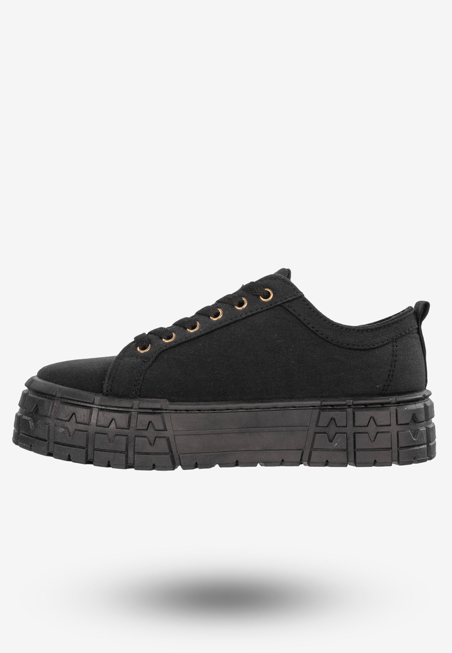 Tenisówki Damskie Trampki Buty Na Platformie Czarne Goodin GD-HR-28