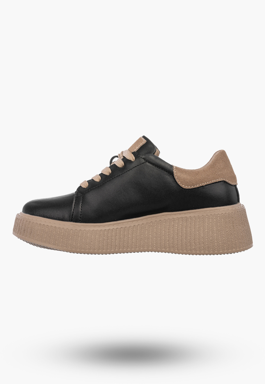 Sneakersy Skórzane Damskie Buty Na Platformie Półbuty FILIPPO Czarne