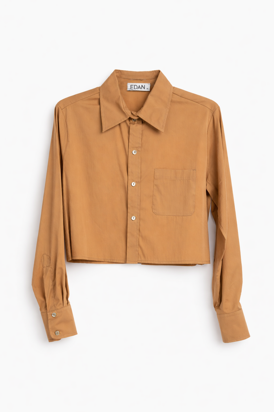 Koszula Damska Elegancka Camel Krótka Casual Z Długim Rękawem Wiskoza EDAN