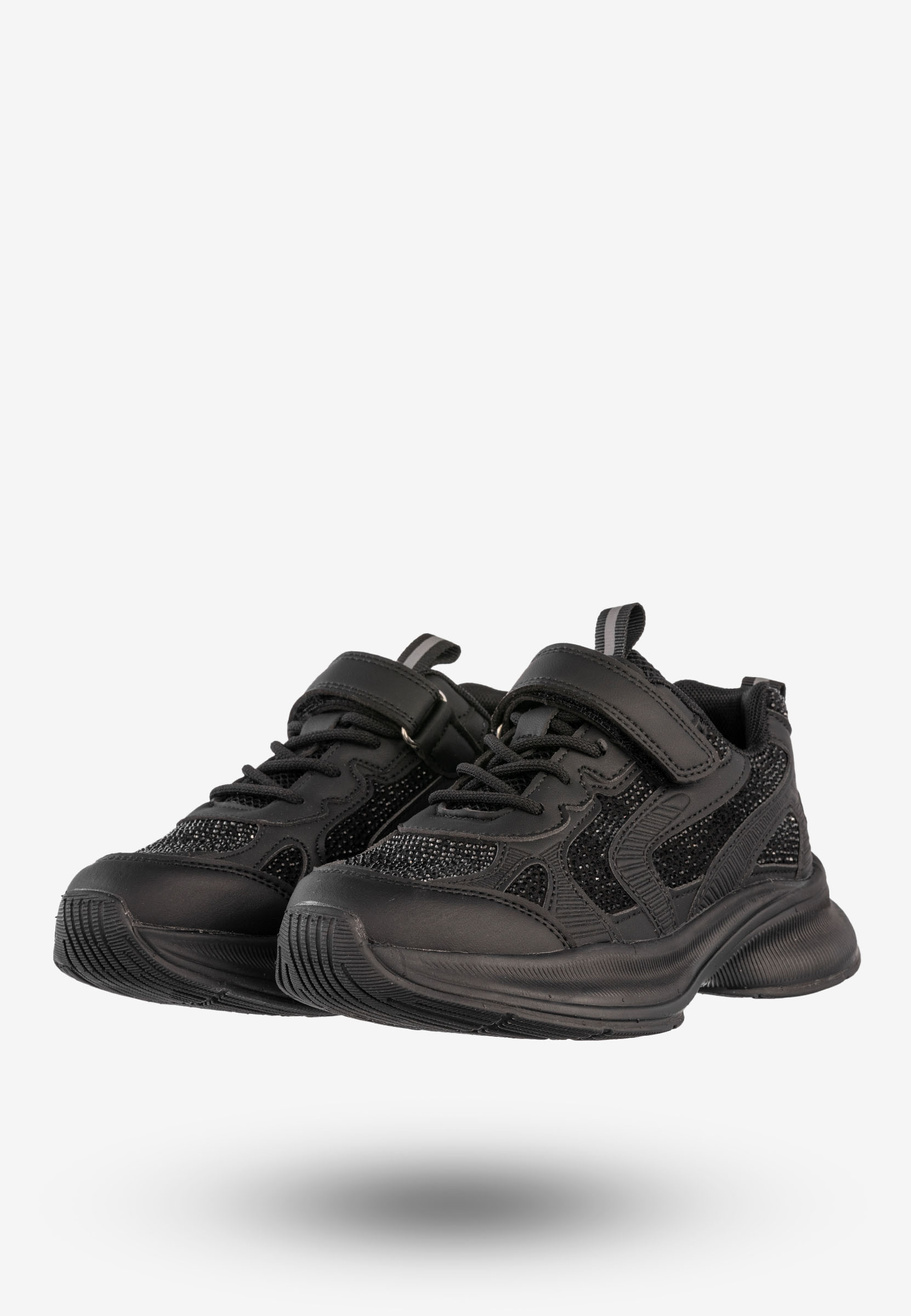 Sneakersy Dziecięce Ekoskóra Buty Sportowe Na Rzepy Półbuty Czarne Apawwa G1815P