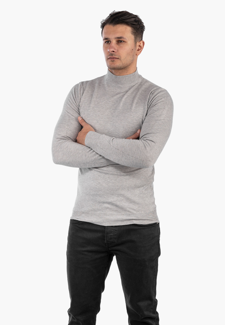 Półgolf Męski Elegancki Sweter Klasyczny Szary PG-S-1-2024