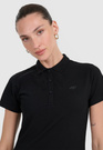 Koszulka Polo Damska 4F Slim Z Kołnierzem Klasyczna Czarna 4FWMM00TPTSF365