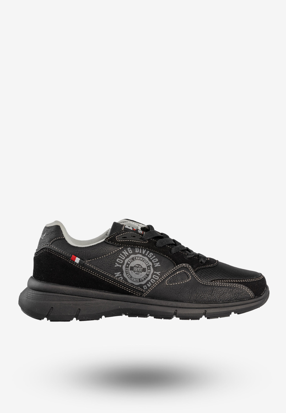 Sneakersy Męskie McBraun Ekoskóra Buty Sportowe Czarne 24MN03-6754
