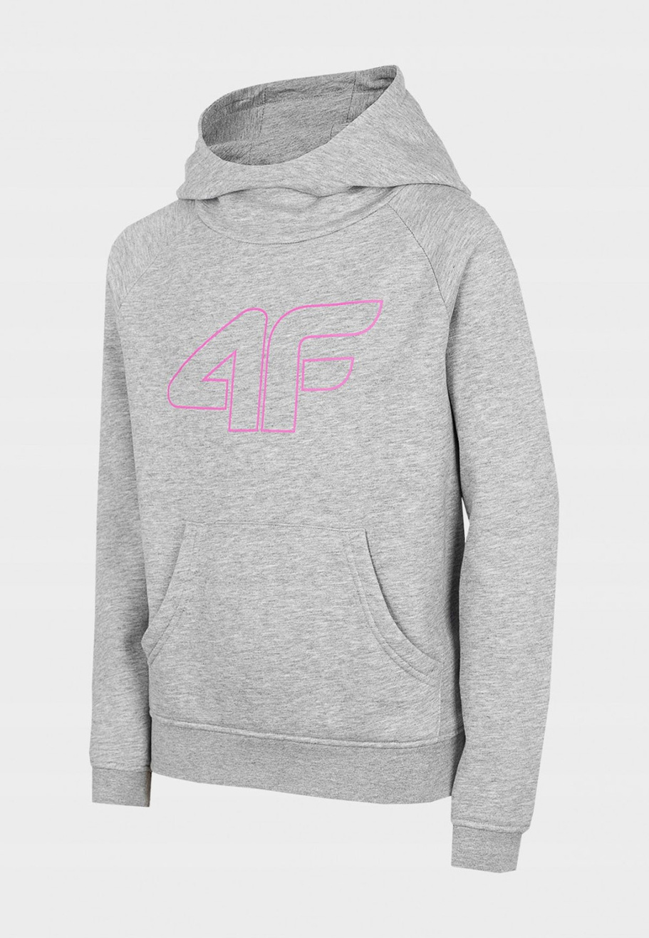 Bluza Dziewczęca 4F Szara z kapturem kangurek JBLD002