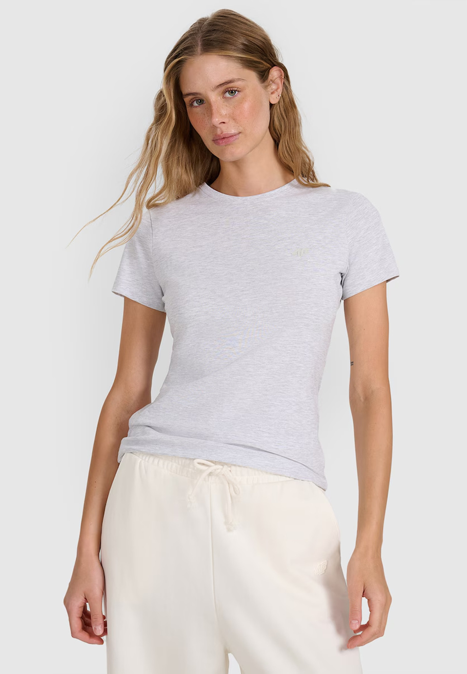 Koszulka Damska 4F T-shirt Slim Fit Sportowy Szary 4FWMM00TTSHF2255