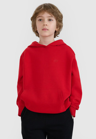 Bluza Chłopięca 4F Dresowa z Kapturem Oversize Czerwona 4FJWSS25TSWSM1852