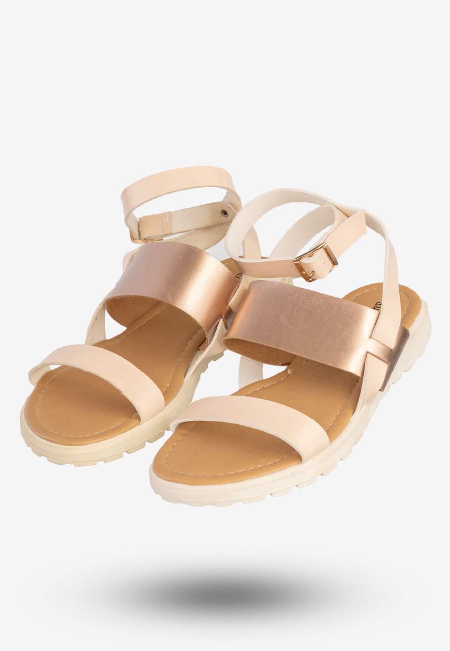 Sandały Damskie Ekoskóra Buty Eleganckie Super Mode Morelowe 50177