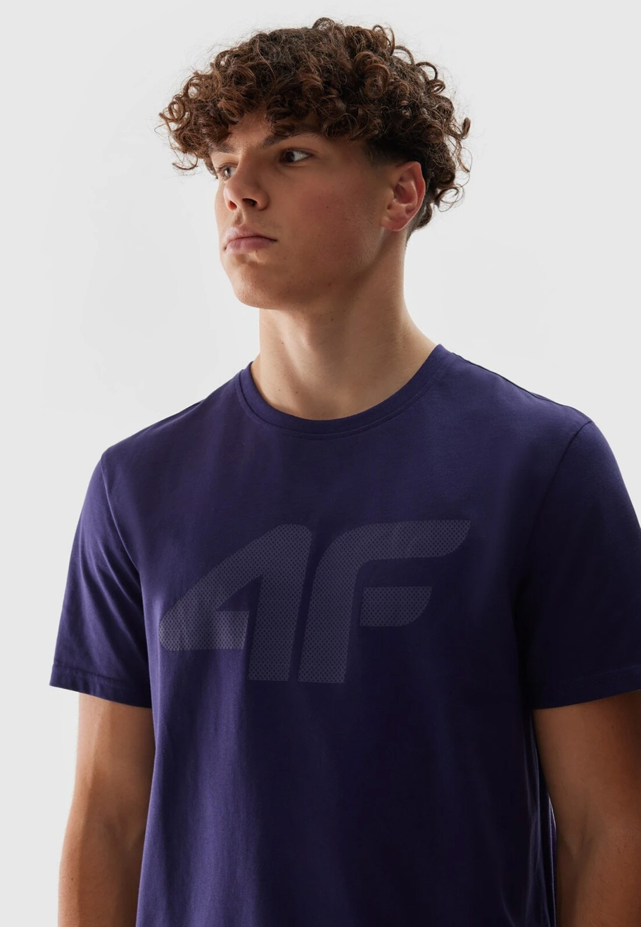 Koszulka Męska 4F Sportowy T-shirt Granatowy Regular TTSHM1155