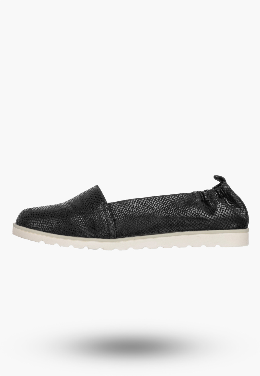 Baleriny Damskie Ekoskóra Buty Wsuwane Półbuty Casual Lekkie Czarne Jezzi