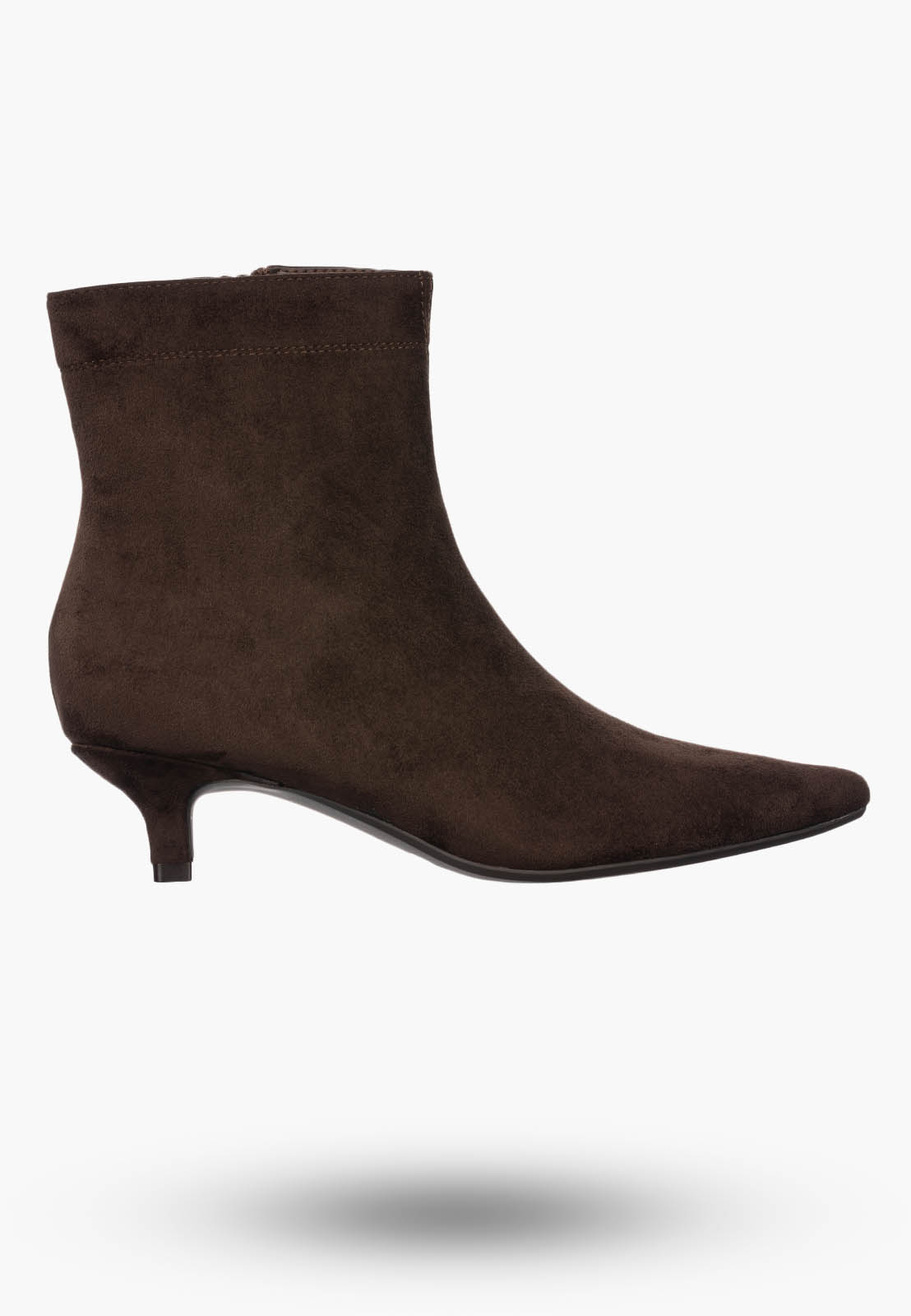 Botki Damskie Zamszowe Ekoskóra Buty Na Zamek Eleganckie Brązowe
