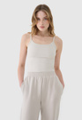 Crop-top Damski 4F Slim Fit Koszulka Na Ramiączkach Beżowa 4FWSS25TSLEF127