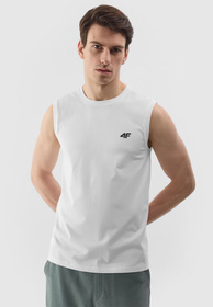 Koszulka Męska 4F T-shirt na ramiączkach Biały 4FWSS24TSLEM075