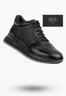 Trzewiki Skórzane Męskie Buty Sneakersy Wysokie PREMIUM SOLE Czarne